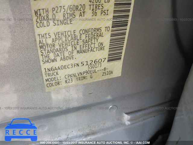 2015 NISSAN TITAN S/SV/SL/PRO-4X 1N6AA0EC3FN512607 Bild 8