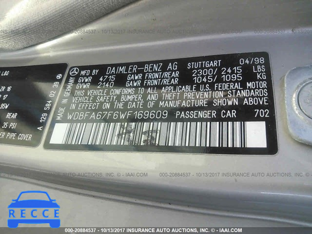 1998 MERCEDES-BENZ SL 500 WDBFA67F6WF169609 Bild 8