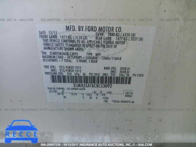 2012 LINCOLN MKT 2LMHJ5AT6CBL53092 image 8