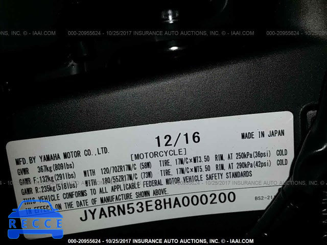 2017 YAMAHA FZ09 JYARN53E8HA000200 image 9