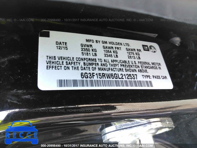 2016 CHEVROLET SS 6G3F15RW6GL212537 image 8