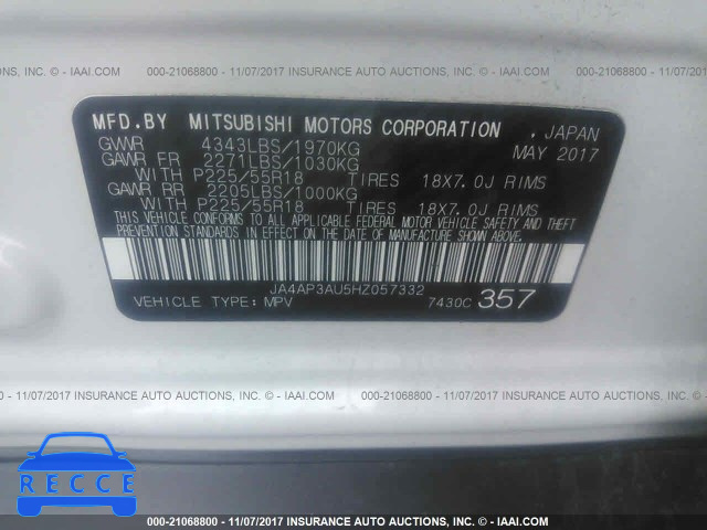 2017 MITSUBISHI OUTLANDER SPORT ES/SE JA4AP3AU5HZ057332 image 8