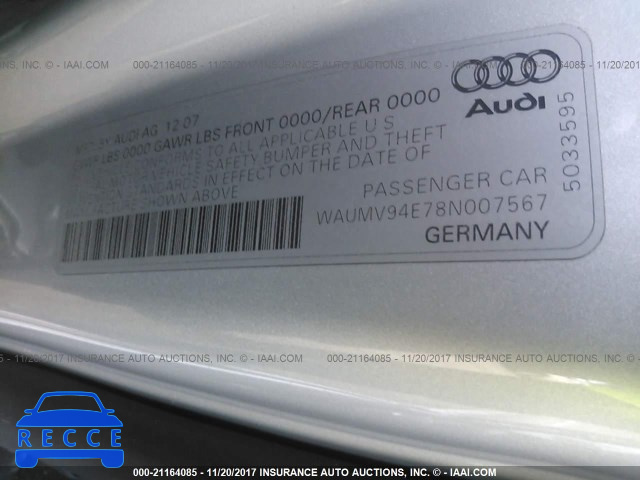 2008 AUDI A8 L QUATTRO WAUMV94E78N007567 image 8