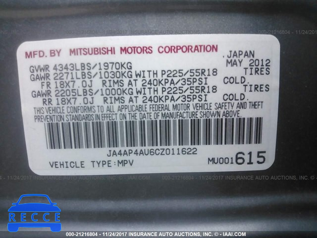 2012 MITSUBISHI OUTLANDER SPORT SE JA4AP4AU6CZ011622 image 8
