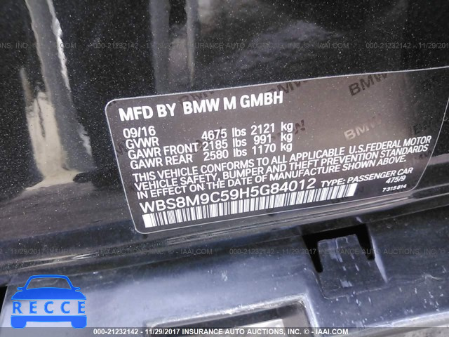 2017 BMW M3 WBS8M9C59H5G84012 зображення 8
