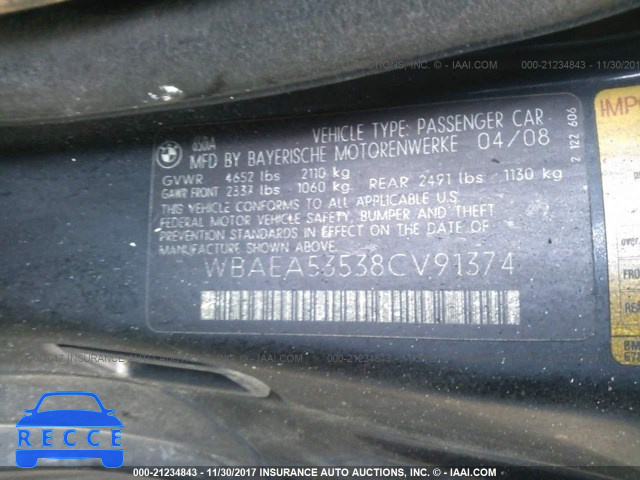 2008 BMW 650 I WBAEA53538CV91374 зображення 8