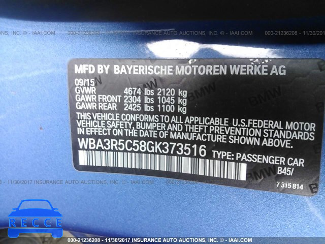 2016 BMW 435 XI WBA3R5C58GK373516 зображення 8