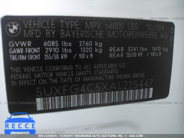 2010 BMW X6 XDRIVE35I 5UXFG4C5XAL225447 image 8