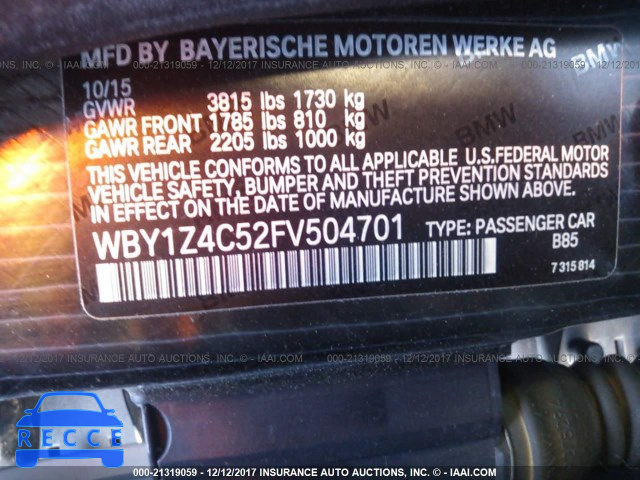 2015 BMW I3 WBY1Z4C52FV504701 зображення 8