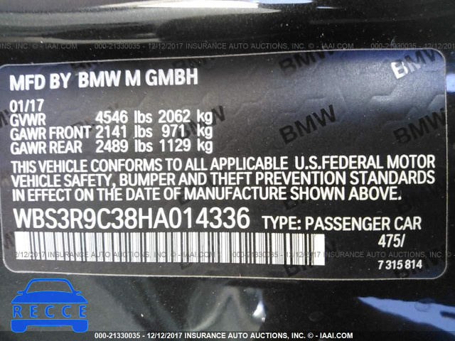 2017 BMW M4 WBS3R9C38HA014336 зображення 8