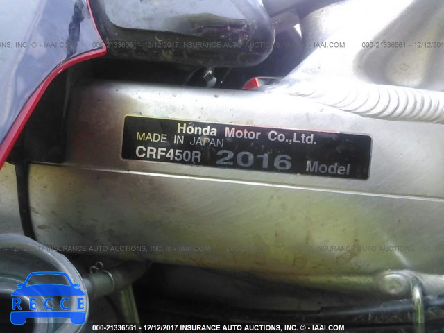 2016 HONDA CRF450 R JH2PE0534GK502499 image 9