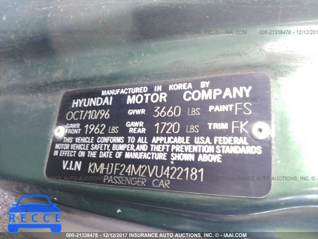 1997 HYUNDAI ELANTRA KMHJF24M2VU422181 image 8