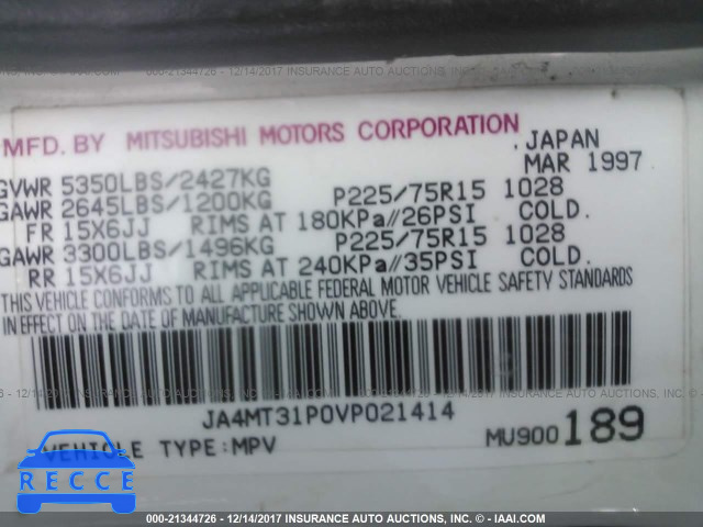 1997 MITSUBISHI MONTERO SPORT LS JA4MT31P0VP021414 Bild 8