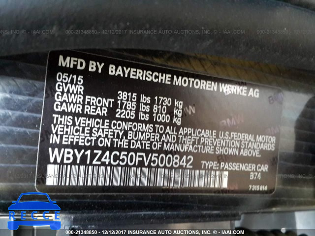 2015 BMW I3 REX WBY1Z4C50FV500842 image 8