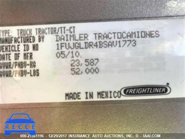 2011 FREIGHTLINER CASCADIA 125 1FUJGLDR4BSAV1773 зображення 9