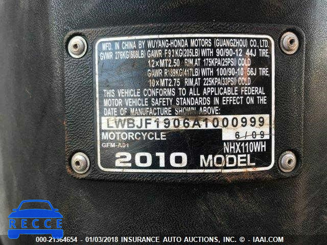 2010 HONDA NHX110 LWBJF1906A1000999 image 9