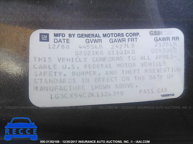 1989 OLDSMOBILE 98 REGENCY 1G3CX54C2K1326390 image 8