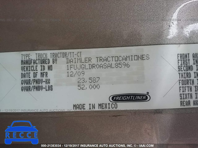 2010 FREIGHTLINER CASCADIA 125 1FUJGLDR0ASAL8596 image 9