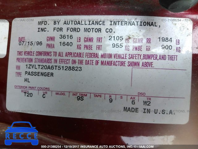 1996 FORD PROBE SE 1ZVLT20A6T5128823 image 8