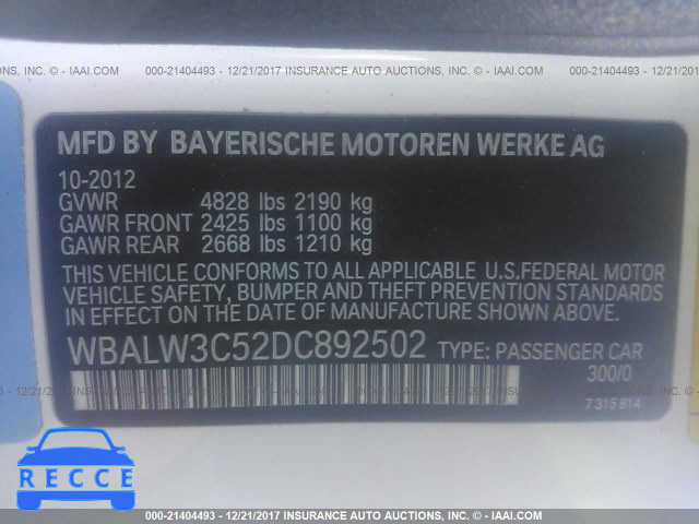 2013 BMW 640 I WBALW3C52DC892502 image 8