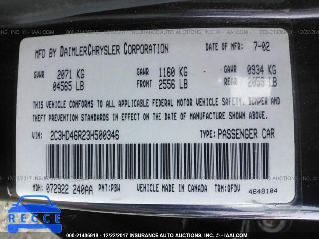 2003 CHRYSLER CONCORDE LX 2C3HD46R23H500346 image 8