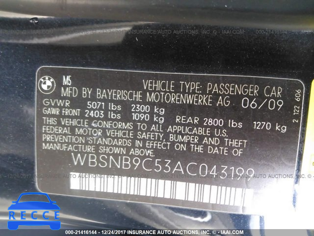 2010 BMW M5 WBSNB9C53AC043199 зображення 8