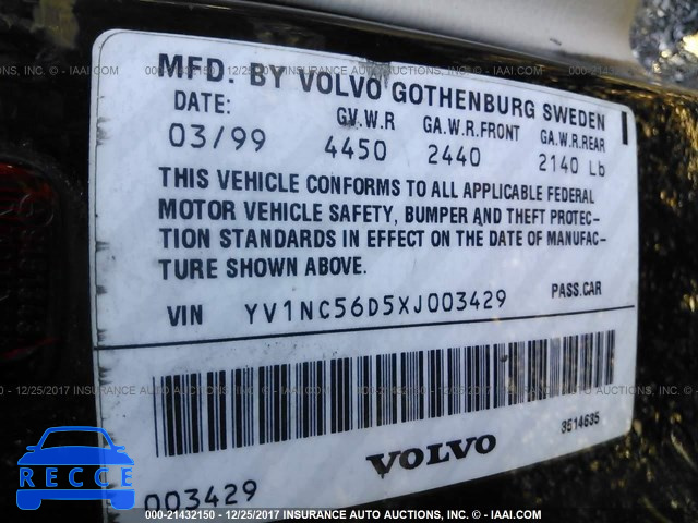 1999 VOLVO C70 TURBO YV1NC56D5XJ003429 image 8