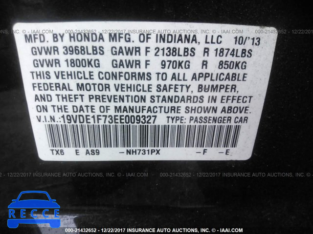2014 ACURA ILX 20 TECH 19VDE1F73EE009327 image 8