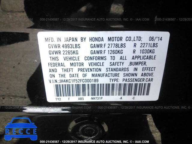 2015 ACURA RLX TECH JH4KC1F52FC000189 image 8