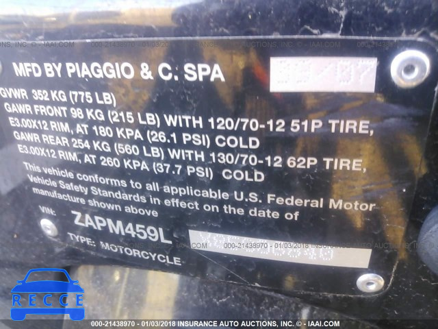 2008 VESPA GTS 250 ZAPM459LX85006840 image 9