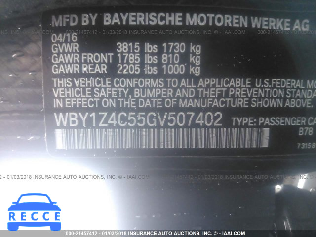 2016 BMW I3 REX WBY1Z4C55GV507402 зображення 8