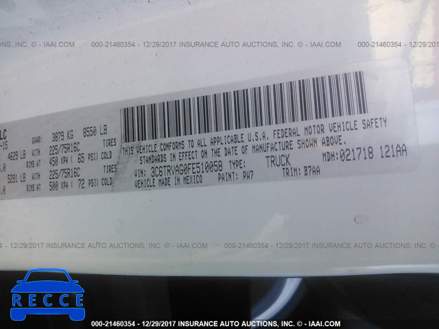 2015 RAM PROMASTER 1500 1500 STANDARD 3C6TRVAG0FE510058 image 8