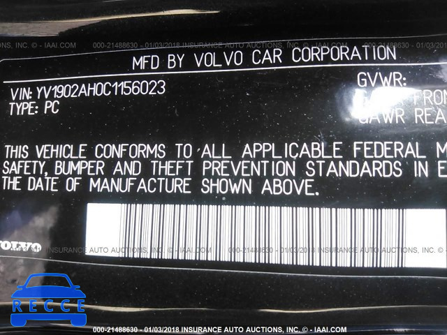 2012 VOLVO S80 T6 YV1902AH0C1156023 image 8