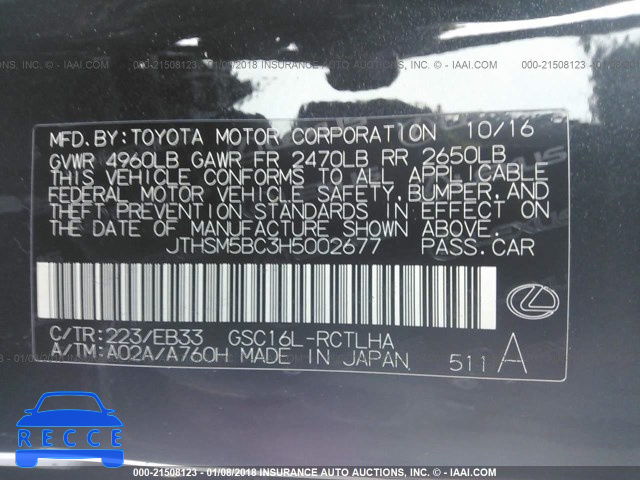 2017 LEXUS RC 300 JTHSM5BC3H5002677 image 8
