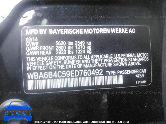 2014 BMW 650 XI/GRAN COUPE WBA6B4C59ED760492 Bild 8