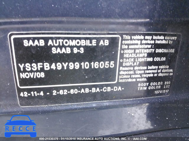 2009 SAAB 9-3 2.0T YS3FB49Y991016055 зображення 8