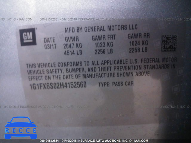 2017 CHEVROLET BOLT EV PREMIER 1G1FX6S02H4152560 image 8