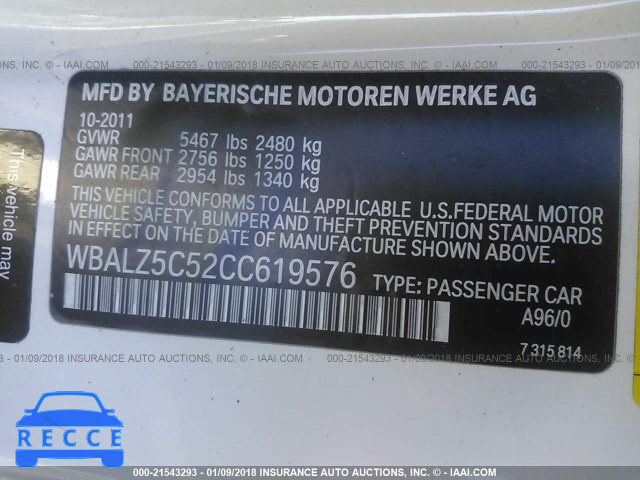 2012 BMW 650 XI WBALZ5C52CC619576 image 8