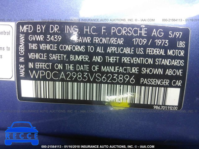 1997 PORSCHE BOXSTER WP0CA2983VS623896 image 8