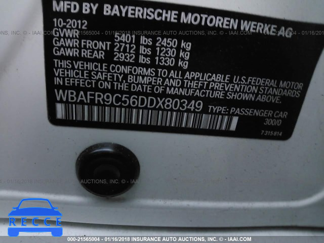 2013 BMW 550 I WBAFR9C56DDX80349 зображення 6