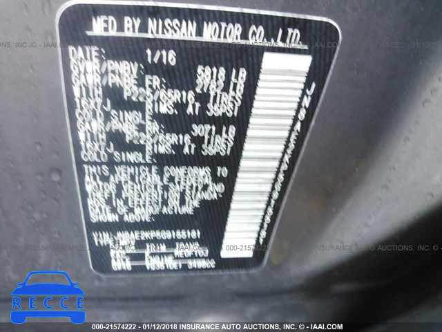 2016 NISSAN QUEST S/SV/SL/PLATINUM JN8AE2KP5G9155181 зображення 8