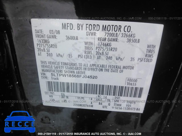 2008 LINCOLN MARK LT 5LTPW18568FJ04520 image 8
