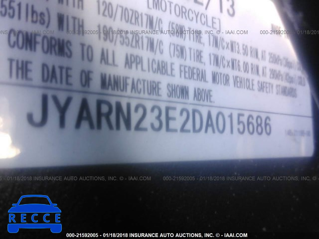 2013 YAMAHA YZFR1 JYARN23E2DA015686 image 9