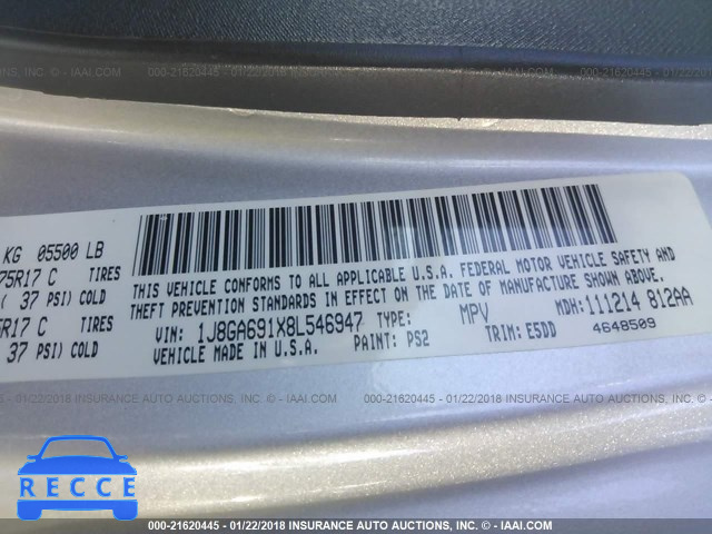 2008 JEEP WRANGLER UNLIMITE RUBICON 1J8GA691X8L546947 image 8