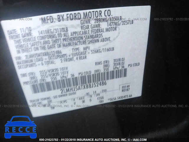 2011 LINCOLN MKT 2LMHJ5ATXBBJ52486 image 8