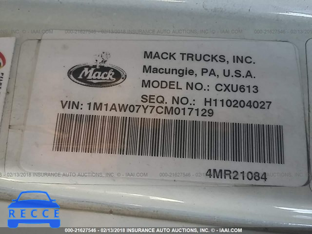 2012 MACK CXU613 CXU600 1M1AW07Y7CM017129 зображення 9