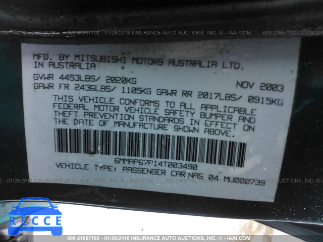 2004 MITSUBISHI DIAMANTE LS 6MMAP67P14T003490 image 8