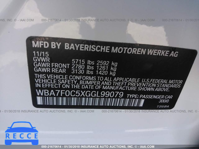 2016 BMW 750 I WBA7F0C5XGGL99079 зображення 8