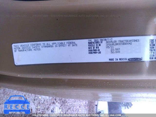 2012 FREIGHTLINER CASCADIA 125 1FUJGLDR3CSBD0042 image 9