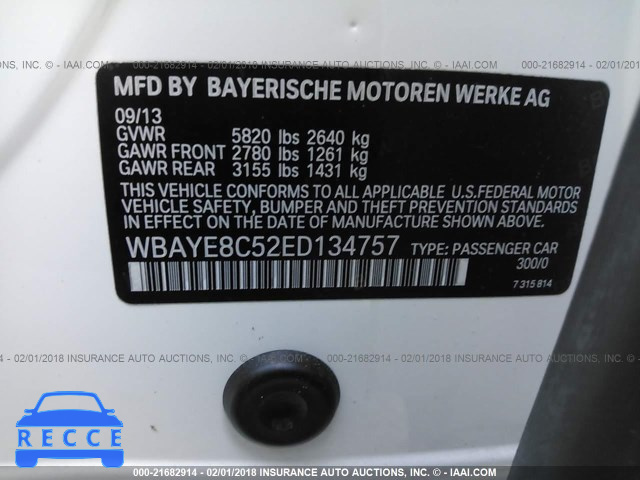 2014 BMW 750 LI WBAYE8C52ED134757 зображення 8
